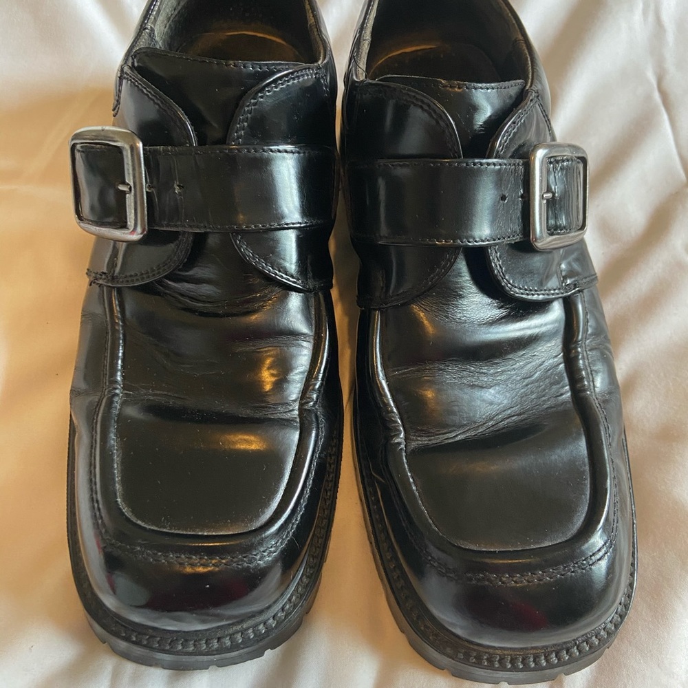Aldo Black Leather Buckle Oxfords Size 44 Size 10